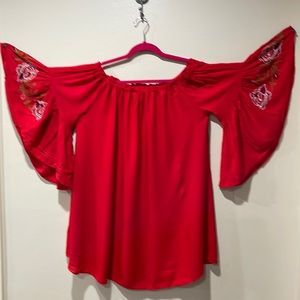 Feathers red cotton dress